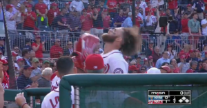 Harper's homer and subsequent hair flip was the highlight of the Nats opening day: photo via natsenquirer.com