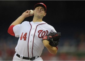 WASHINGTON DC, JUNE 28: Washington starting pitcher Lucas Giolito (44) makes his major league debut as the Washington Nationals play the New York Mets at Nationals Park in Washington DC, June 28, 2016. (Photo by John McDonnell / The Washington Post)