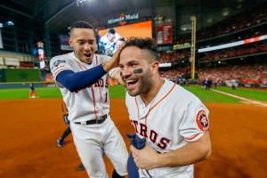 Altuve's post-season heroics now in serious question. Photo via nytimes.com