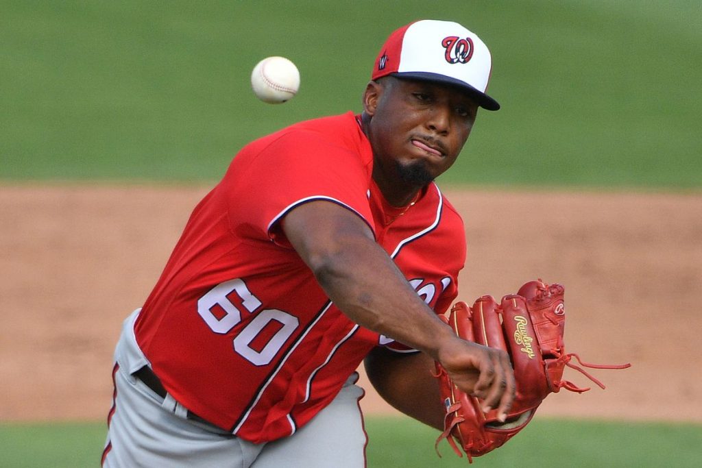 Joan Adon is back in the bigs after earning it at AAA.  Photo via Federal Baseball